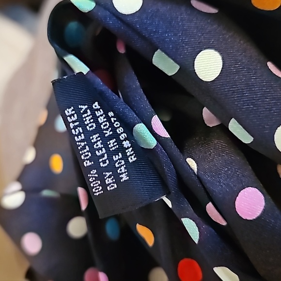 CEJON Black Rainbow Polka Dot Skinny Satin Coquette Bow Tie Sash Scarf - Picture 3 of 5